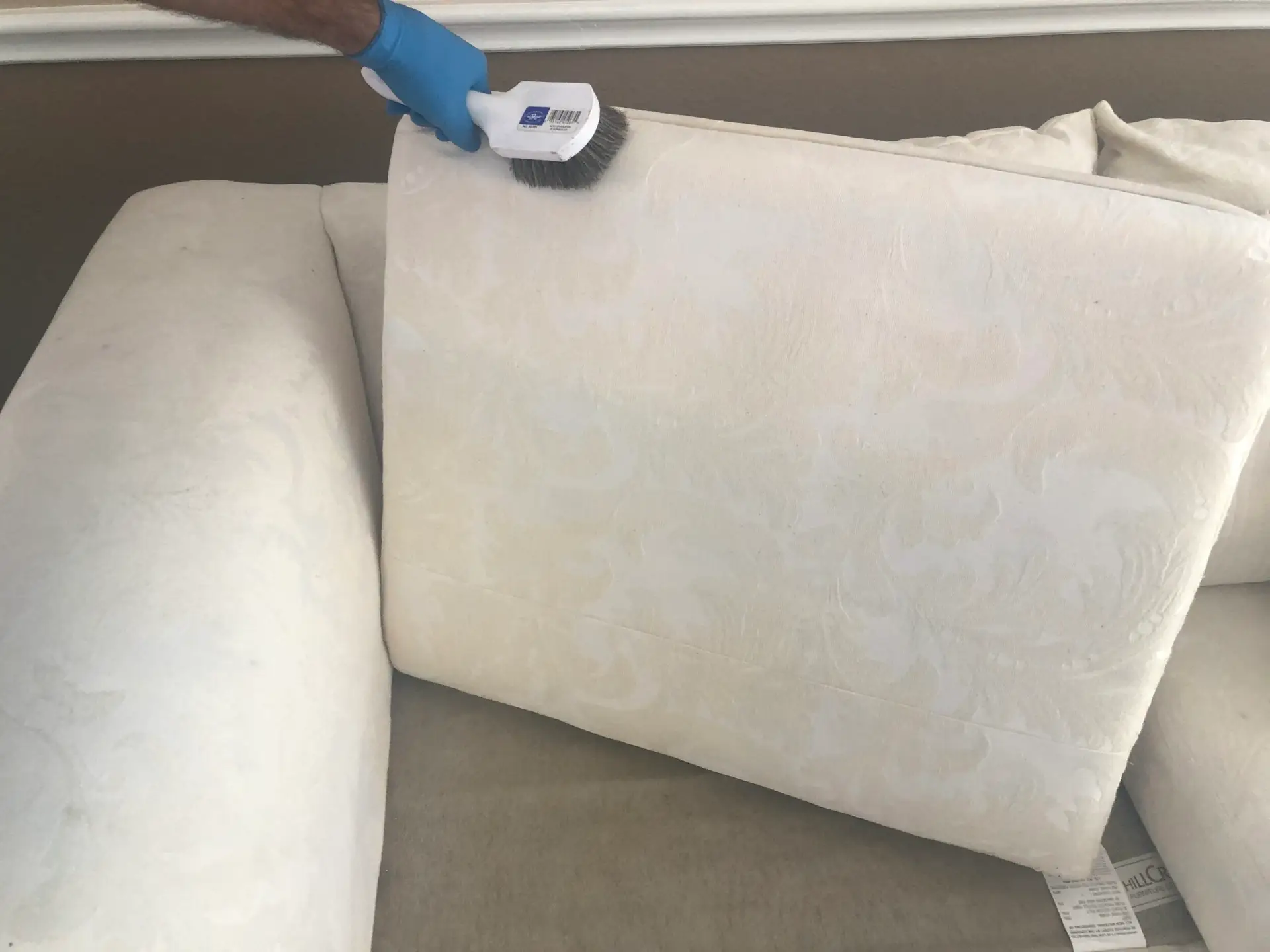 Colorfast and fiber testing before upholstery cleaning