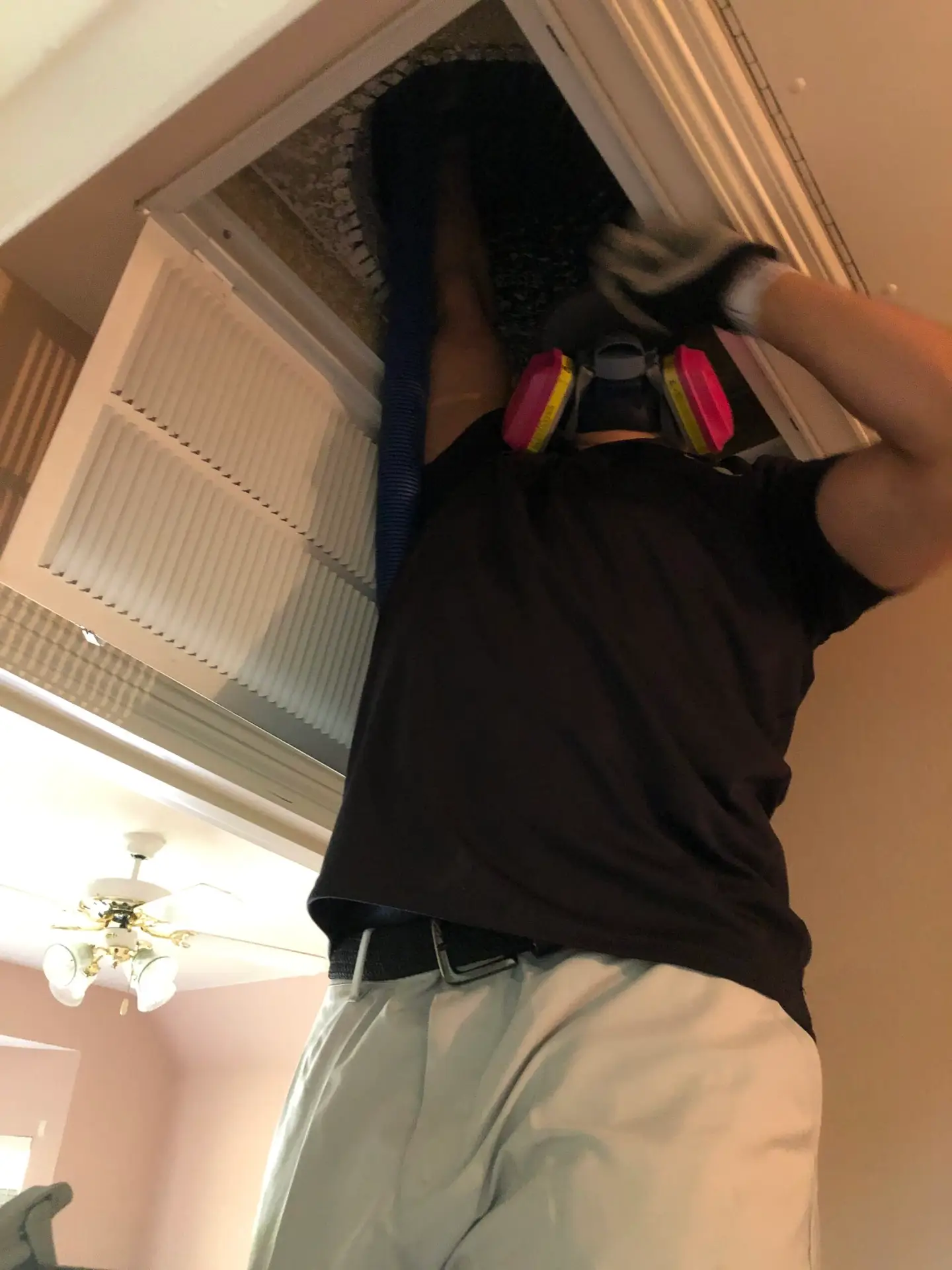 Dallas air duct and dryer vent cleaning technician preparing equipment