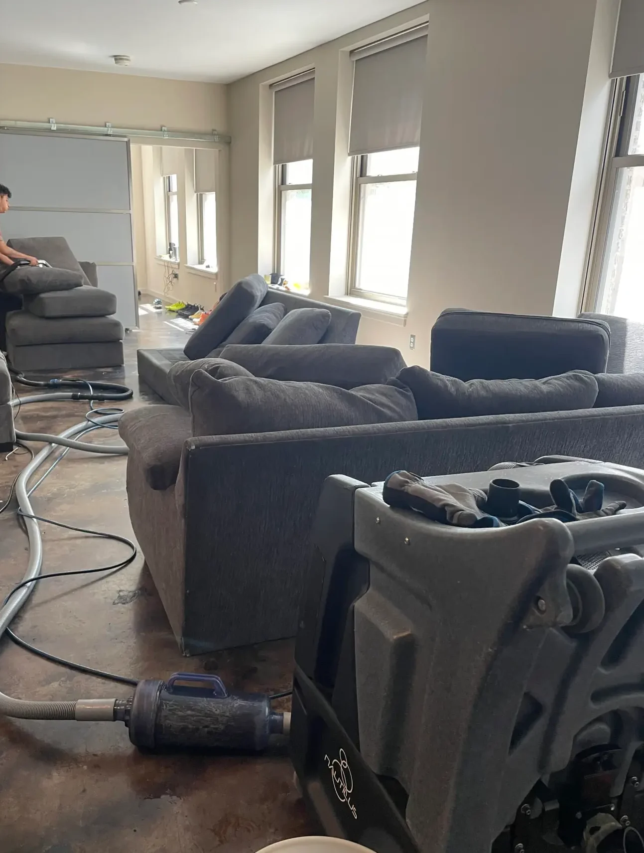Sectional cleaning including chaise and corner wedge
